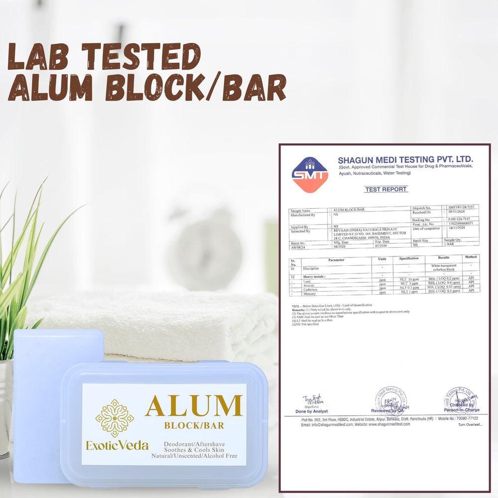 Exotic Veda skin-friendly grooming with the alum block for sensitive skin.