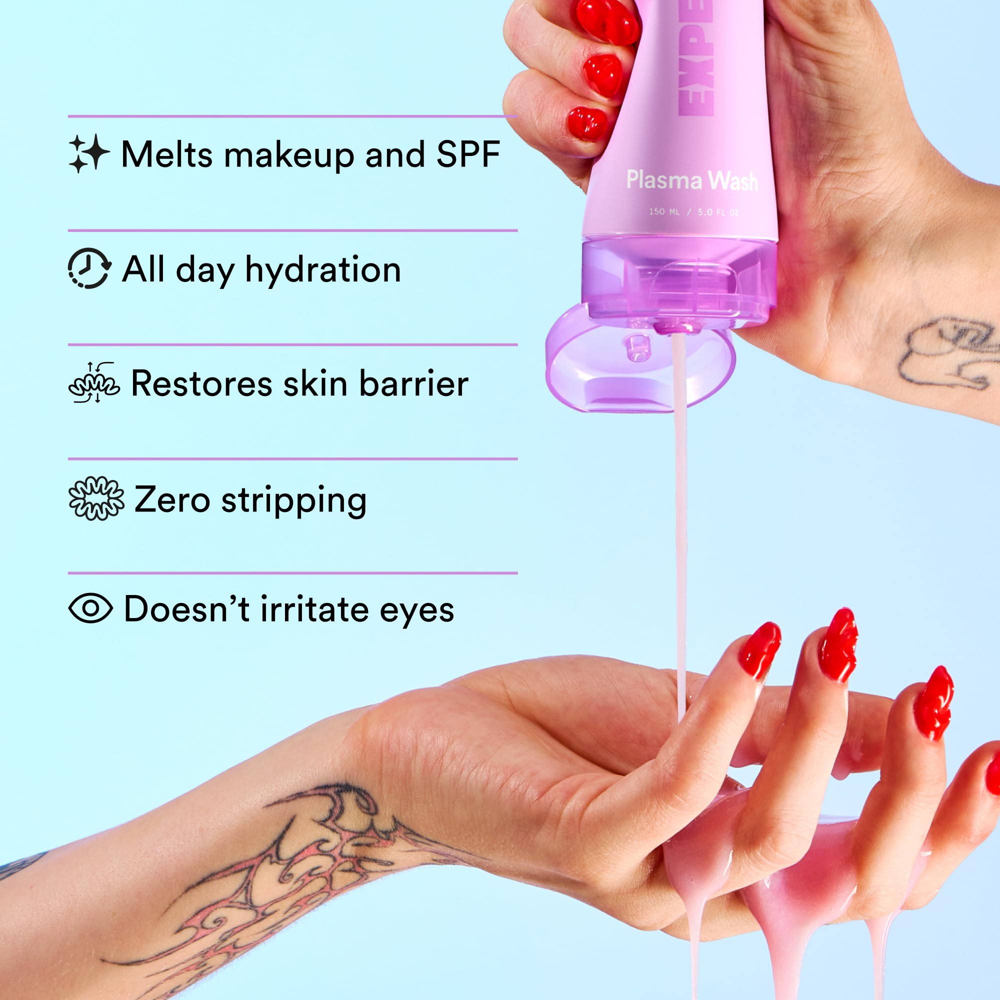 Experiment Plasma Wash fórmula de baja espuma para una experiencia suave y nutritiva.