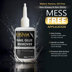 EXSIVIA fast removal action demonstrated on press-on nails.