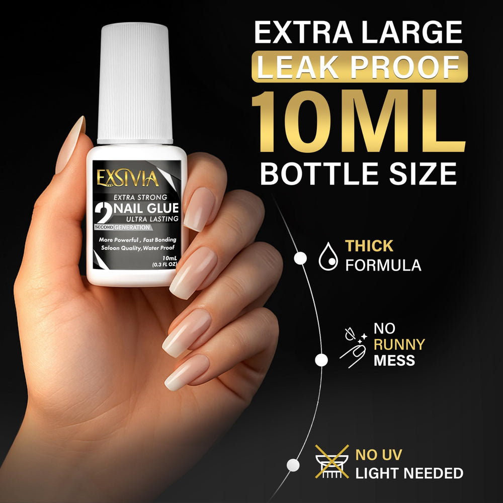 EXSIVIA nail glue precision brush applying neatly to nails
