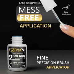 EXSIVIA press-on nails with strong adhesion using brush-on glue
