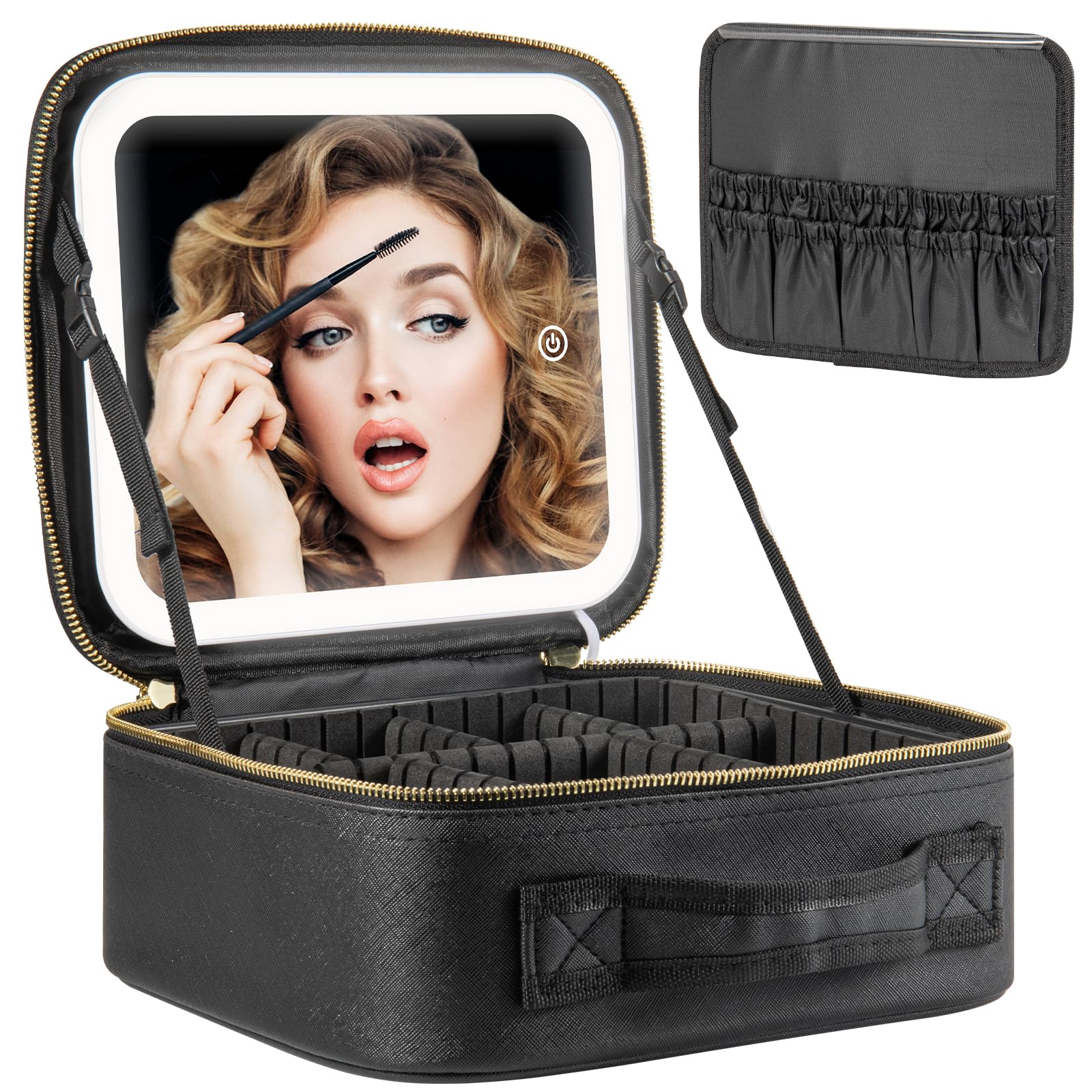 Extrei Gent makeup-train-case-mirror-led for precise lighting during makeup application.