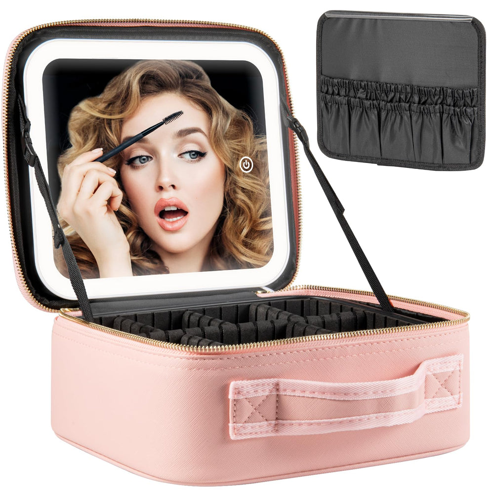 Extrei Gent makeup travel train case with LED mirror for precise makeup application