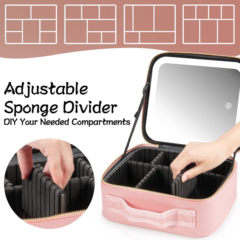Waterproof synthetic leather exterior protects cosmetics during travel