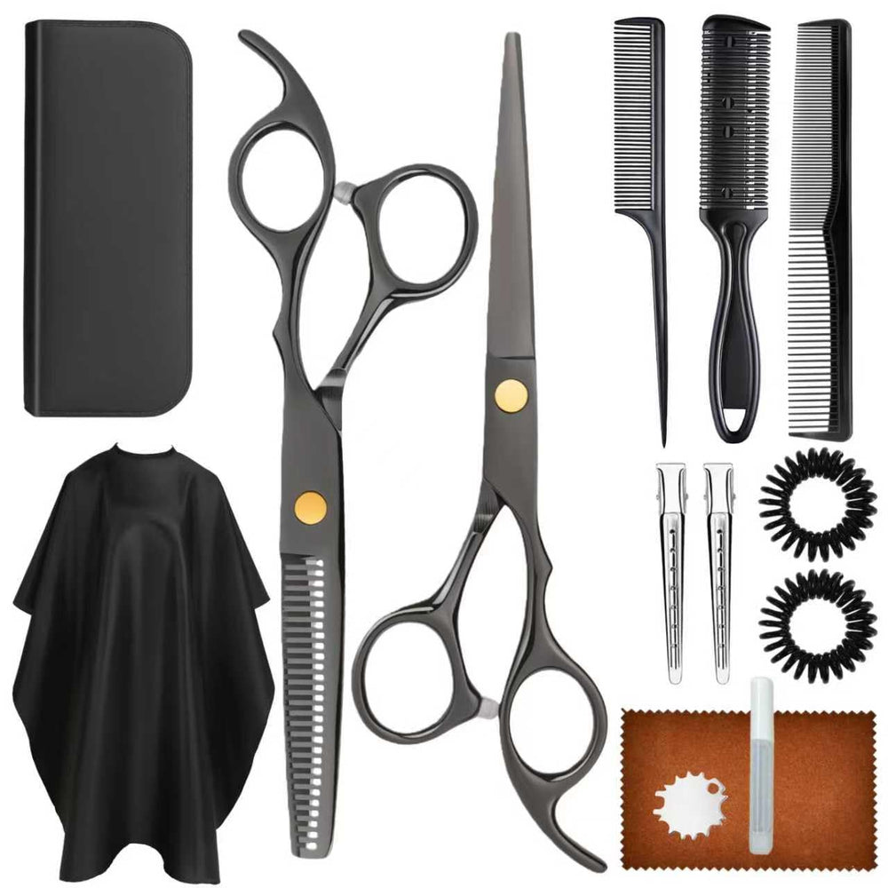 EXTYQWC Hair Cutting Scissors Set blades close-up shows razor sharpness for precise trims