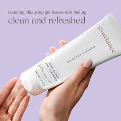 EXUVIANCE makeup-remover with glycolic-acid emphasizes exfoliation and cleaner skin.