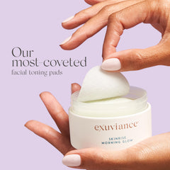 EXUVIANCE SkinRise pad texture closeup reveals soft cotton surface for even application.