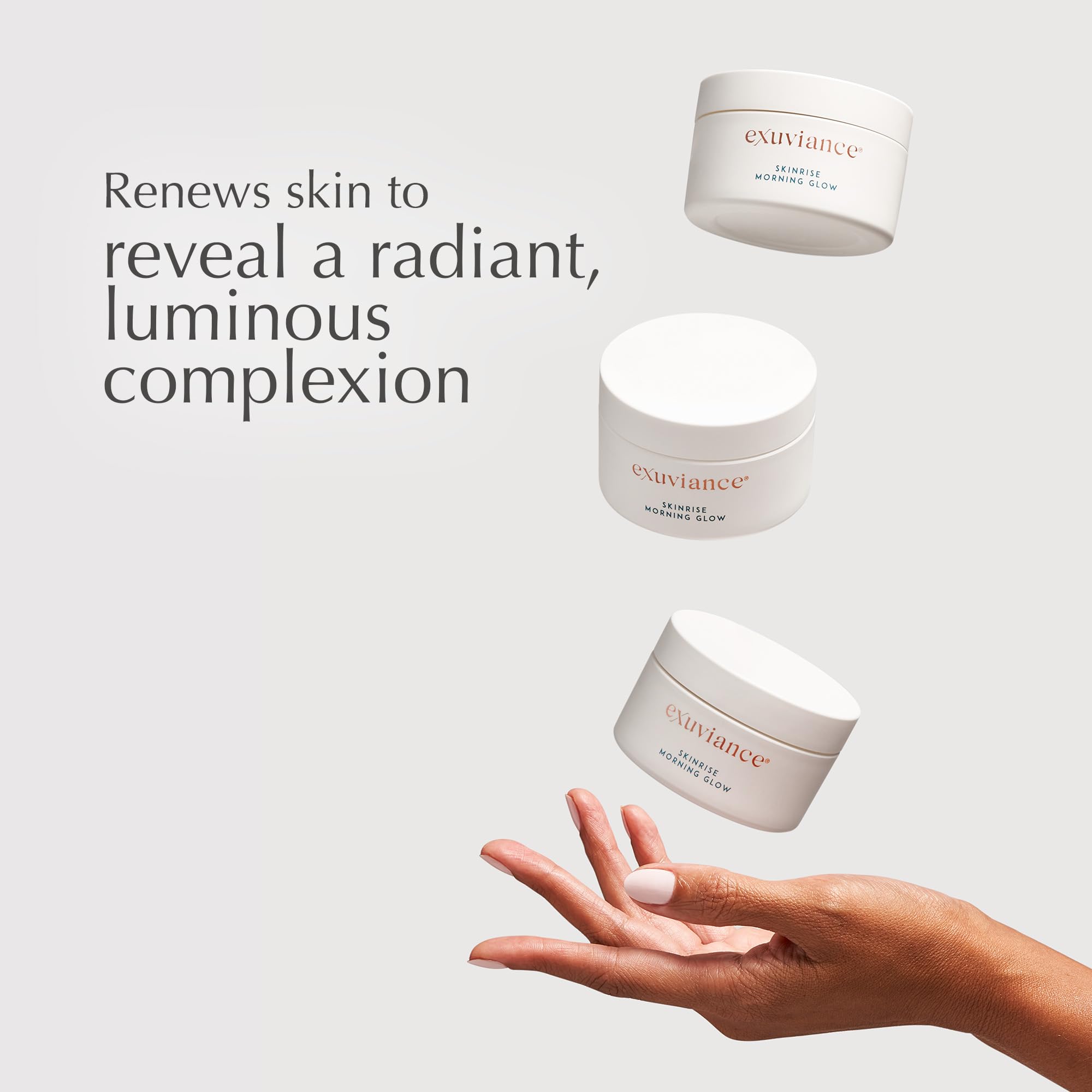 EXUVIANCE SkinRise pads in use demonstrating gentle exfoliation for renewed, radiant skin.