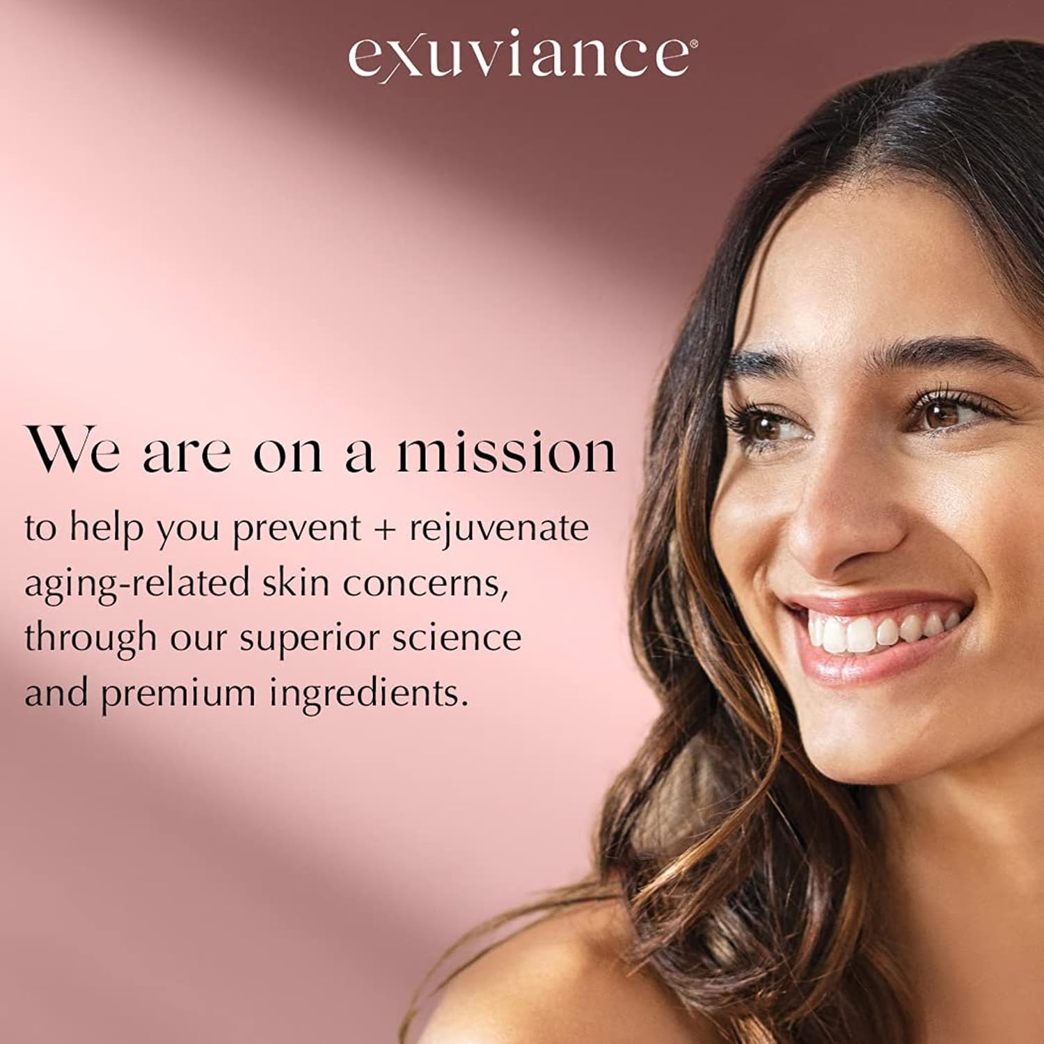 EXUVIANCE soap-free formula bottle underscores gentle cleansing and purity.