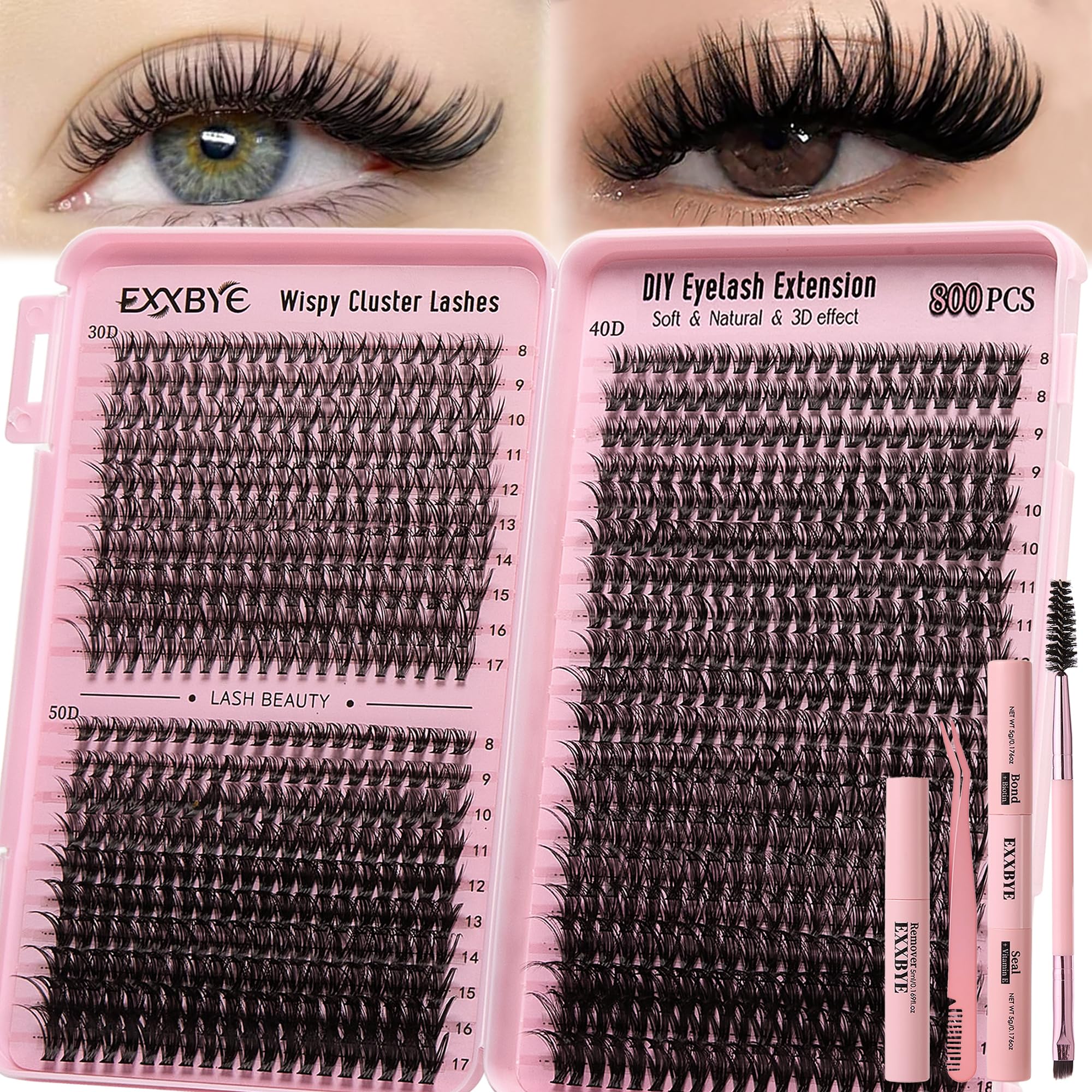 EXXBYE wispy lash clusters 800pcs pack for versatile looks