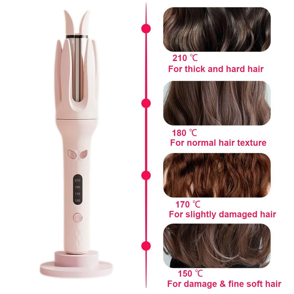 Eycomtom ceramic-coated wand delivers even heat for gentle styling.