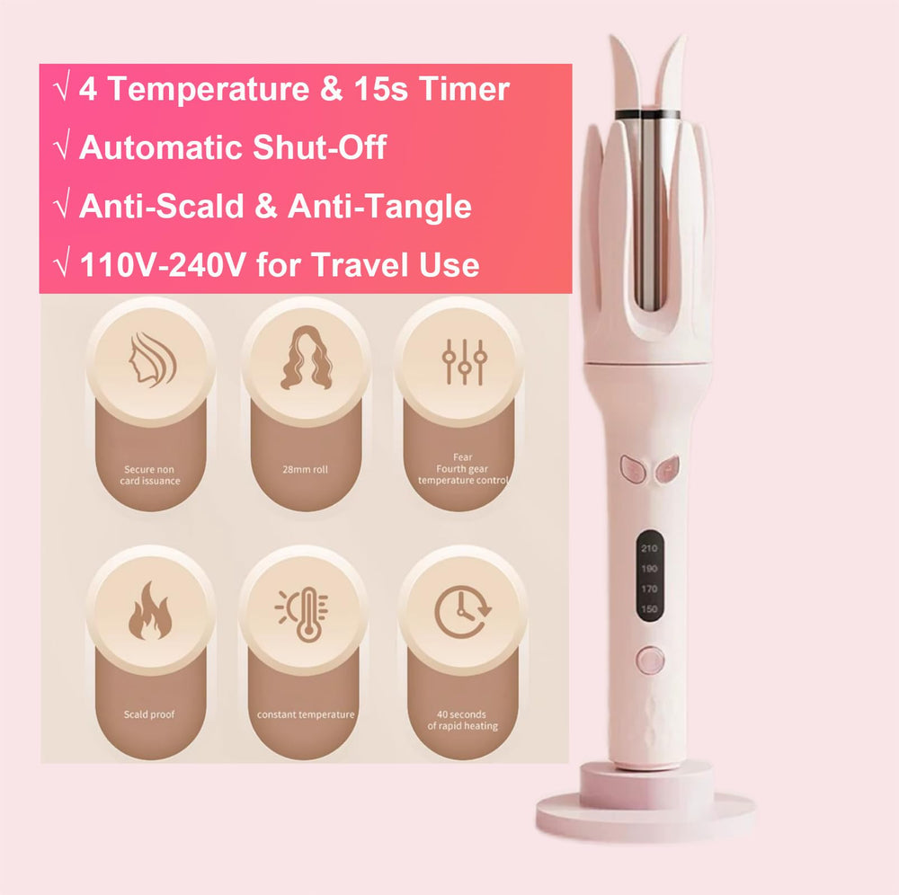 Eycomtom device showing four heat settings for versatile styling.