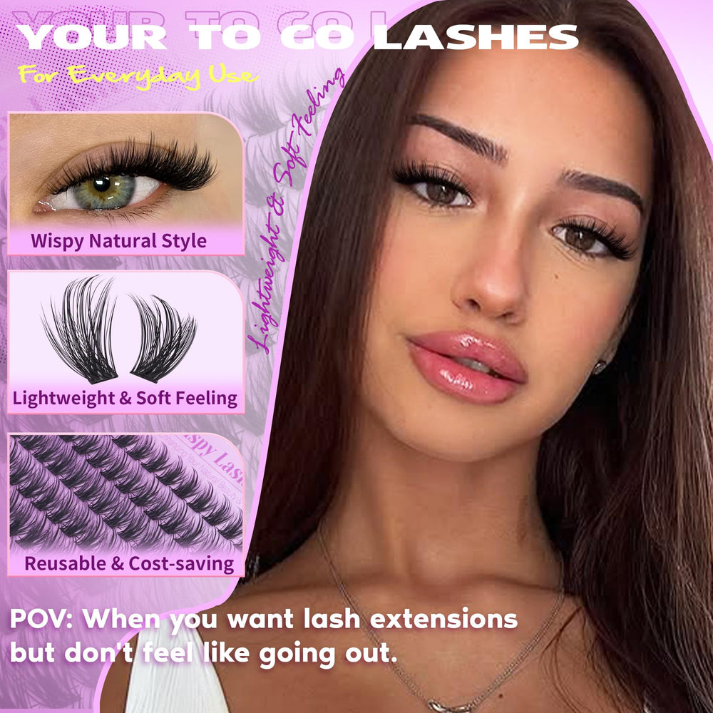 EYDEVRO 192-pcs manga lashes, close view ready for easy DIY extensions.