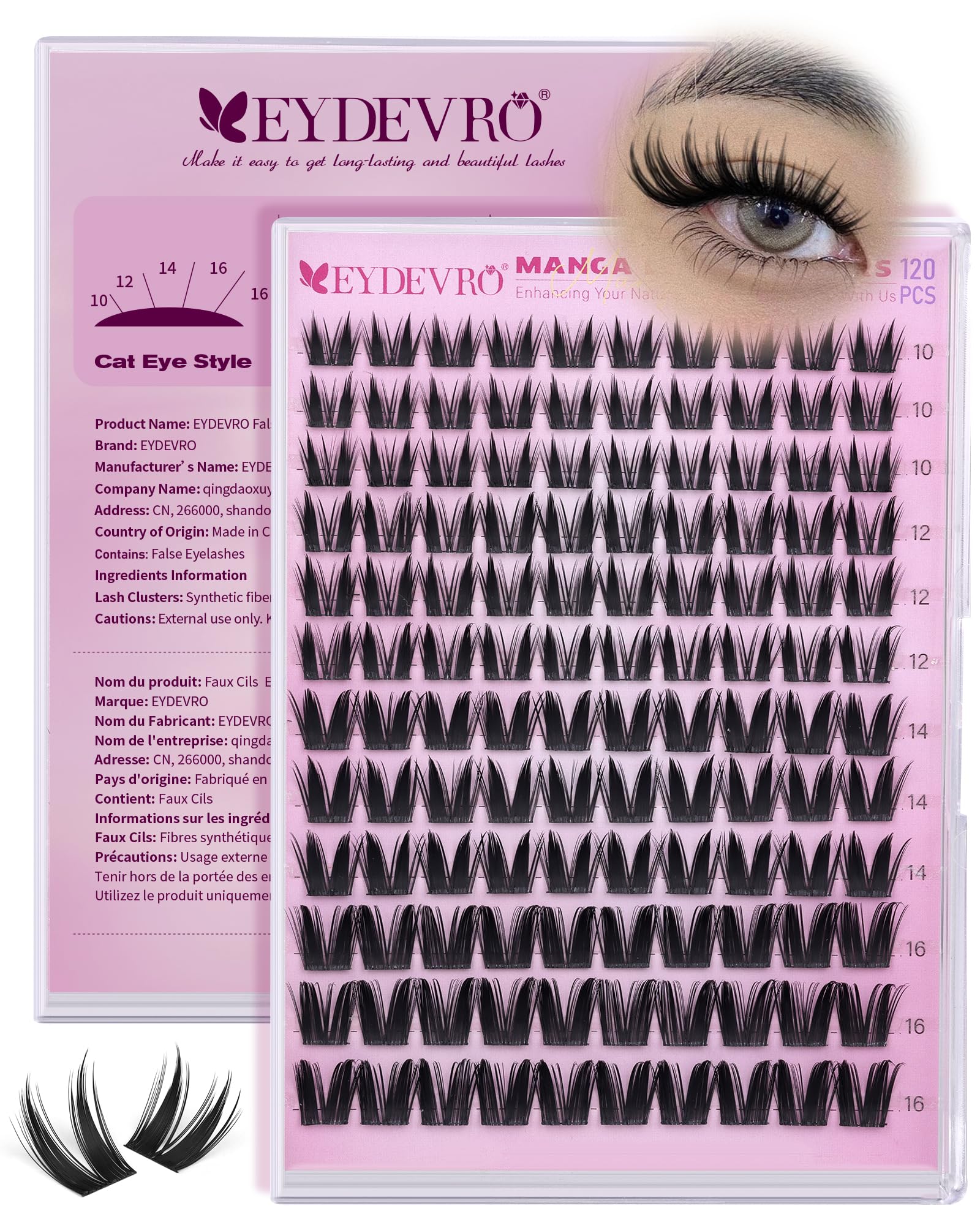 EYDEVRO Bunny Lash Clusters manga close-up for a wide-eyed kawaii look.