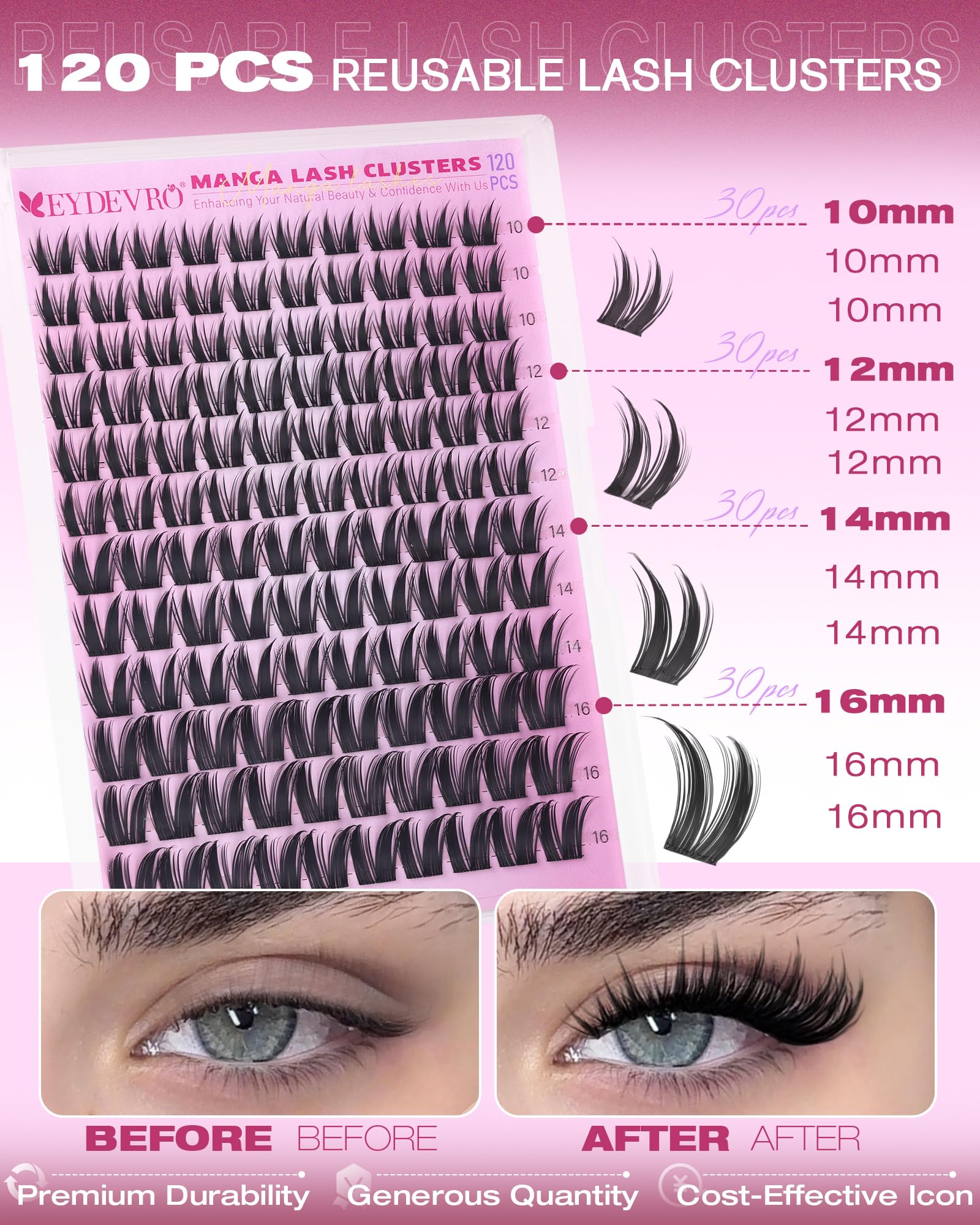 EYDEVRO Cat Eye lash map creates an elongating, flattering lash line.