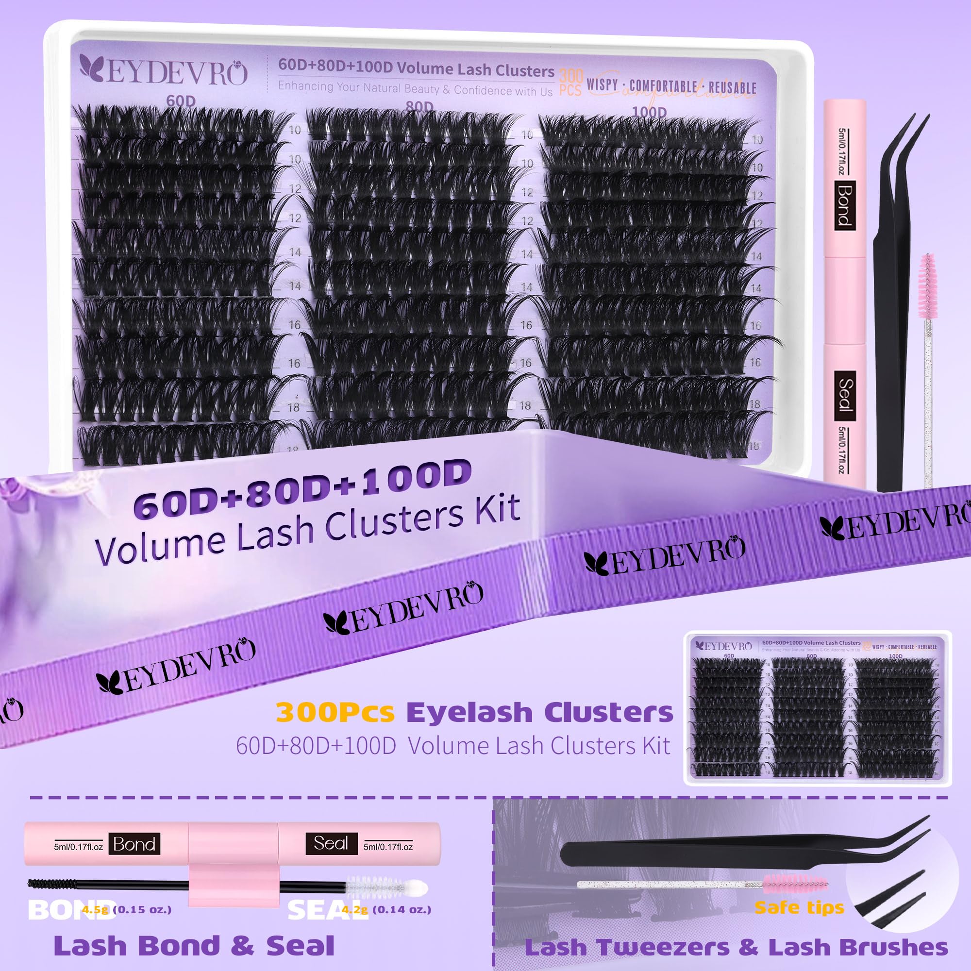EYDEVRO D-curve wispy cluster lashes add definition with a 3D effect.