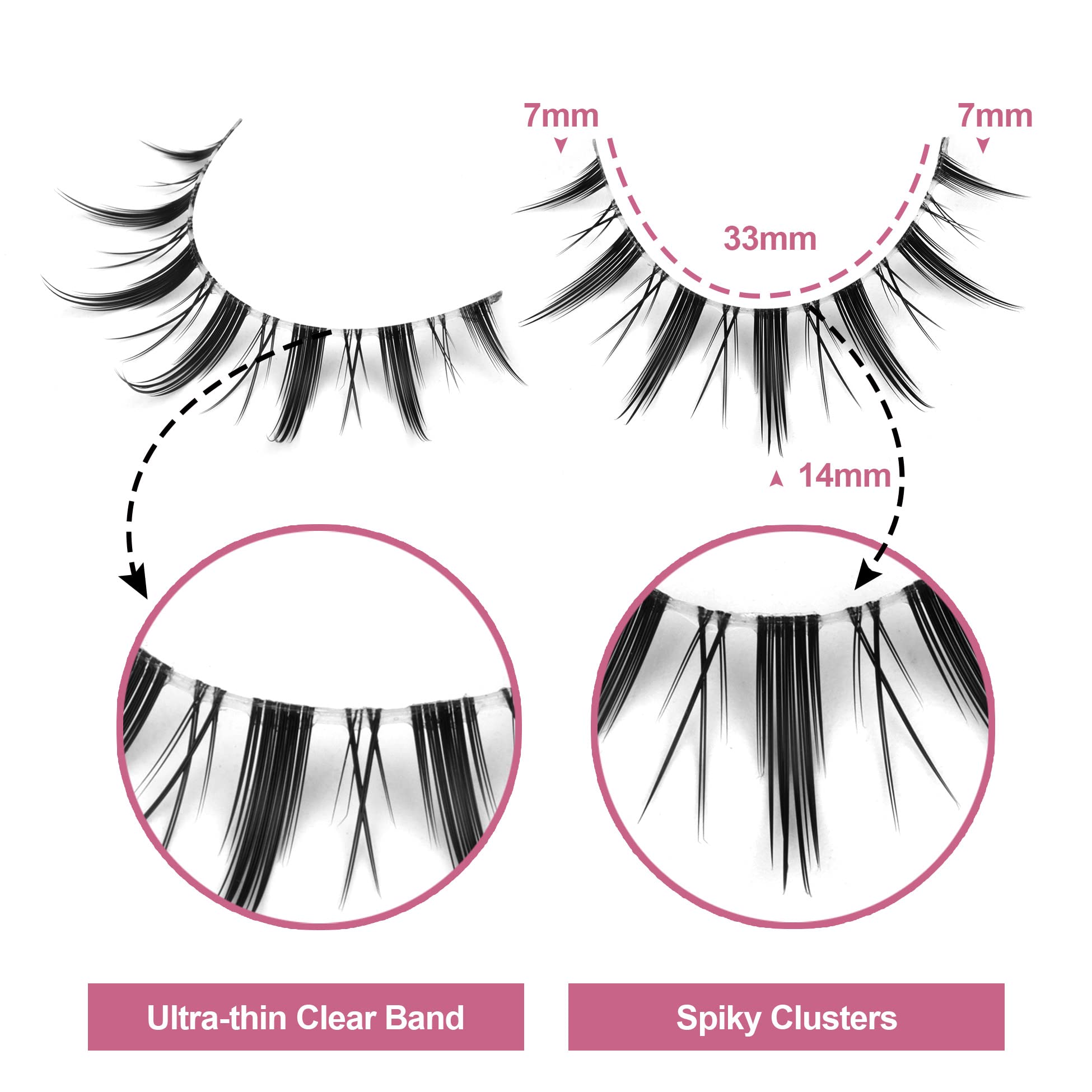 EYDEVRO lashes feature a clear band for lightweight wear.