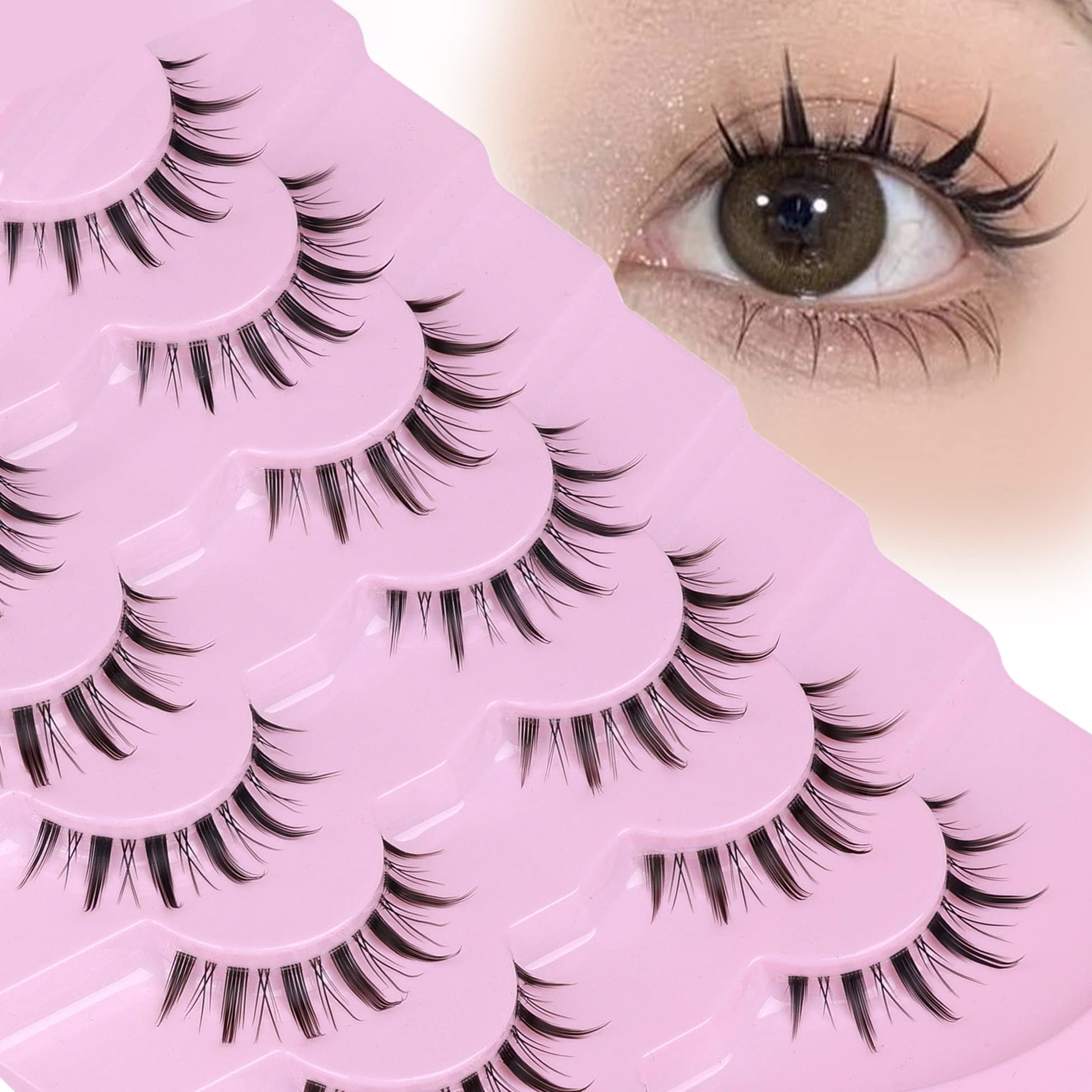 EYDEVRO wispy manga lashes with seven clusters for defined eyes.
