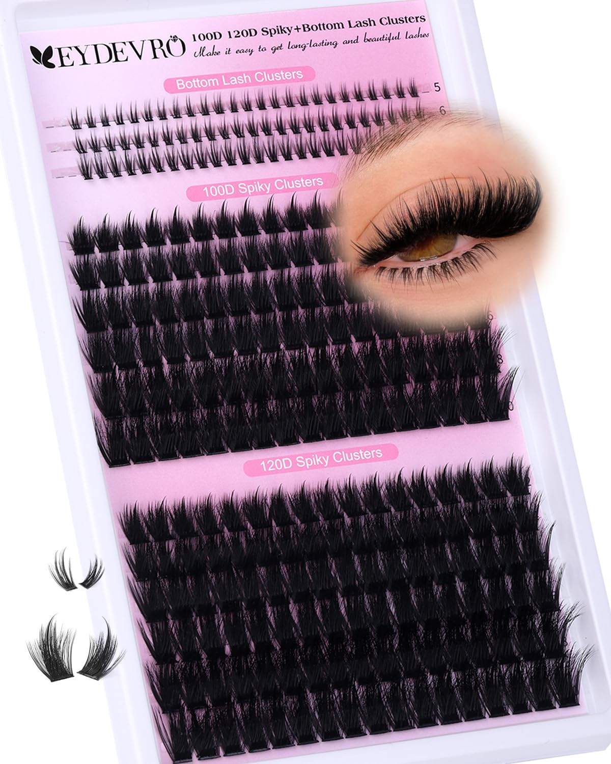 EYDEVRO fluffy lash clusters with spikes for bold, textured eyes.