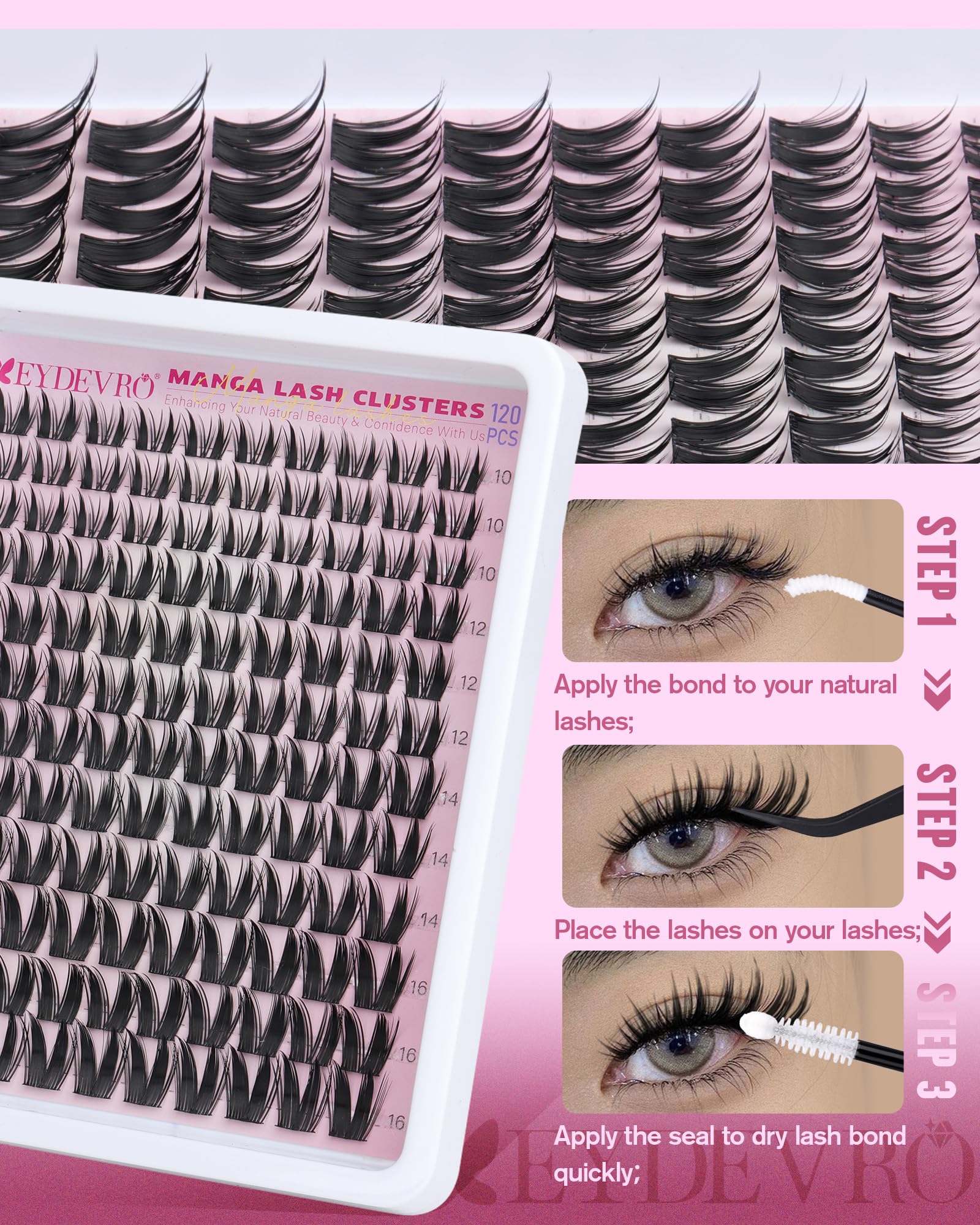 EYDEVRO manga lash on-eye look showing natural yet dramatic enhancement.