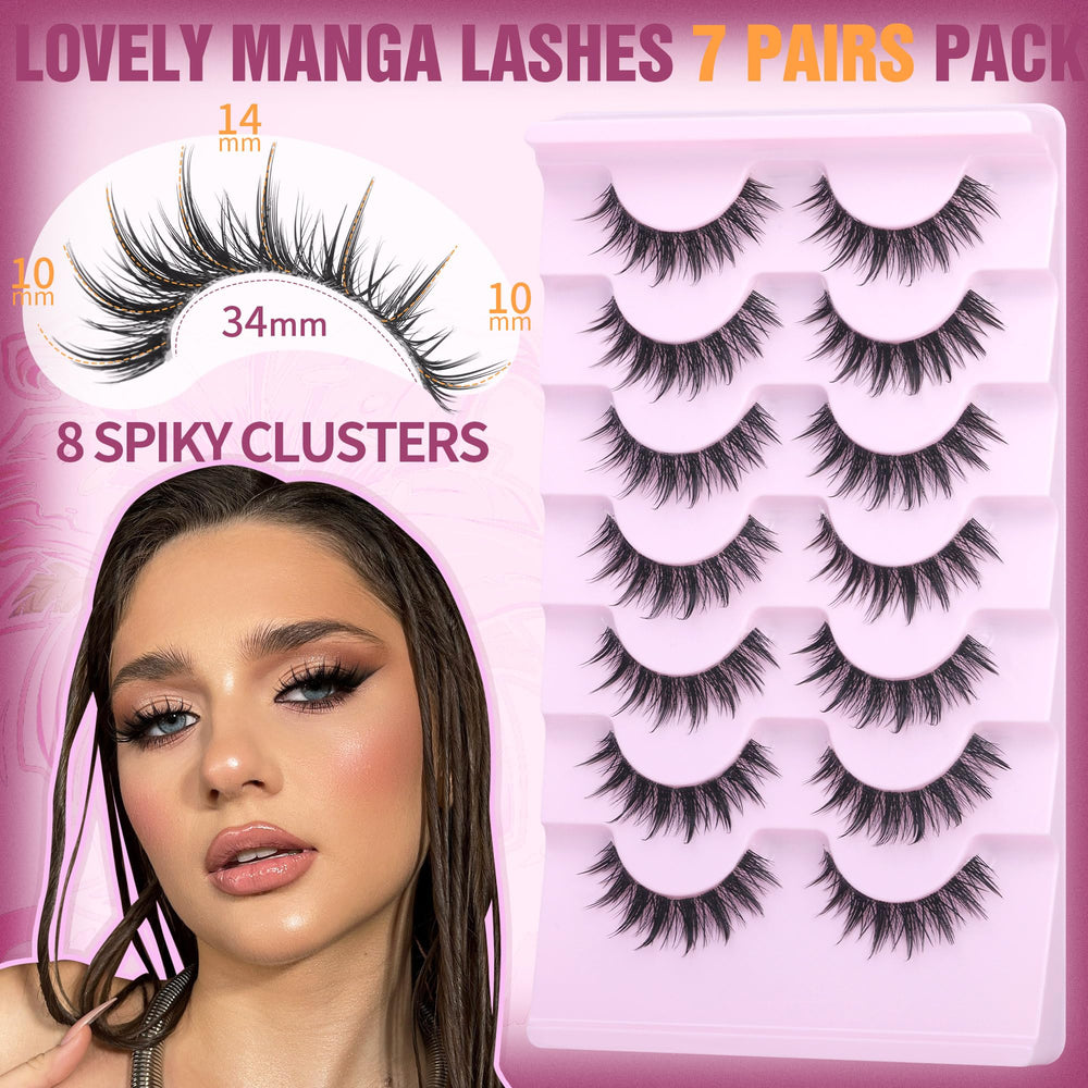 EYDEVRO manga lashes 8-spiky clusters for bold anime-inspired eyes ideal for cosplay.