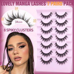 EYDEVRO manga lashes 8-spiky clusters for bold anime-inspired eyes ideal for cosplay.