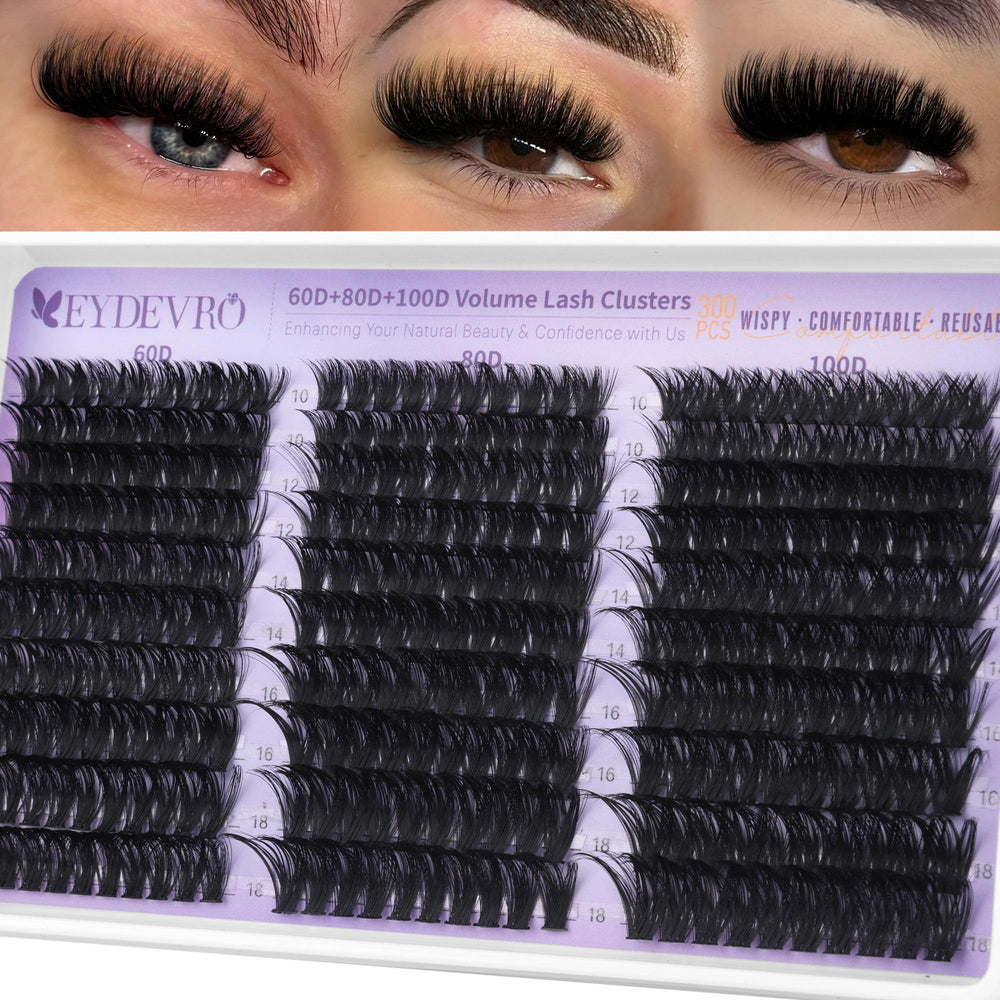 EYDEVRO mega volume clusters 60D80D100D for dramatic, customizable lashes.