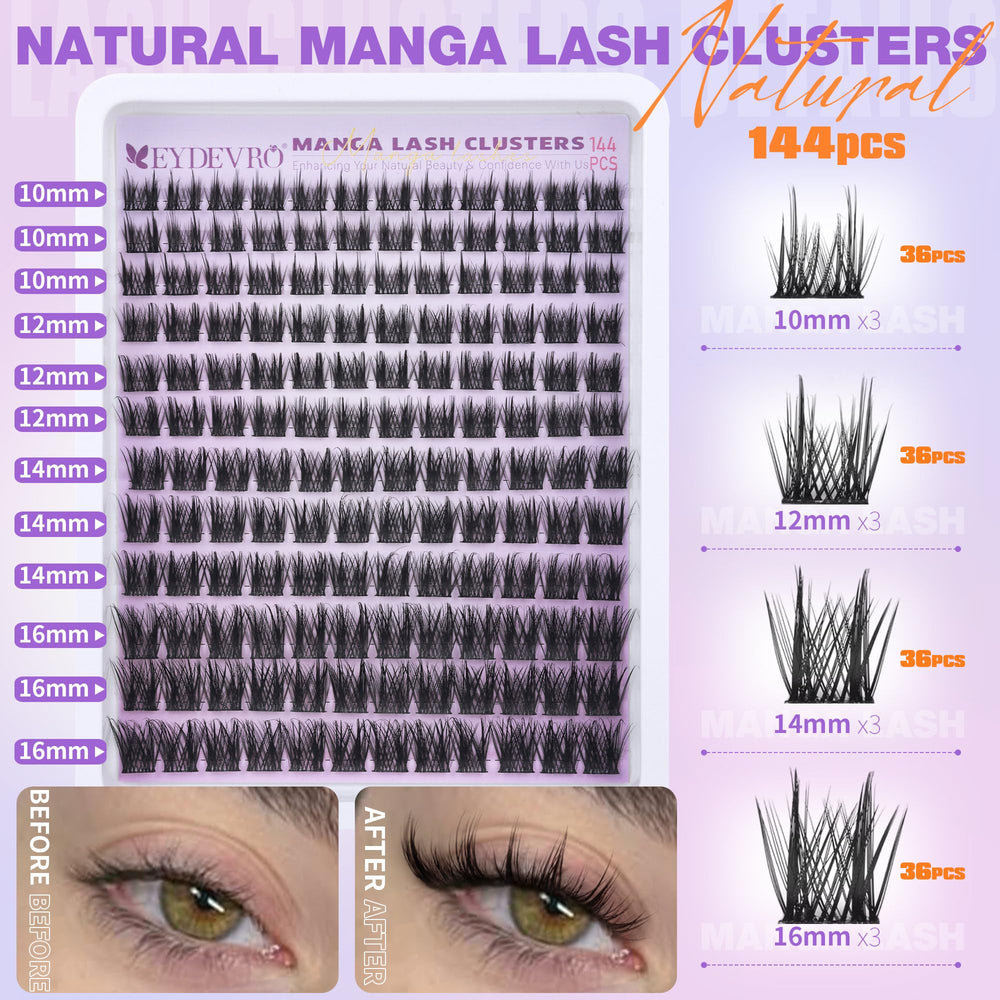 EYDEVRO Multi-length lash clusters tailor a personalized manga effect.