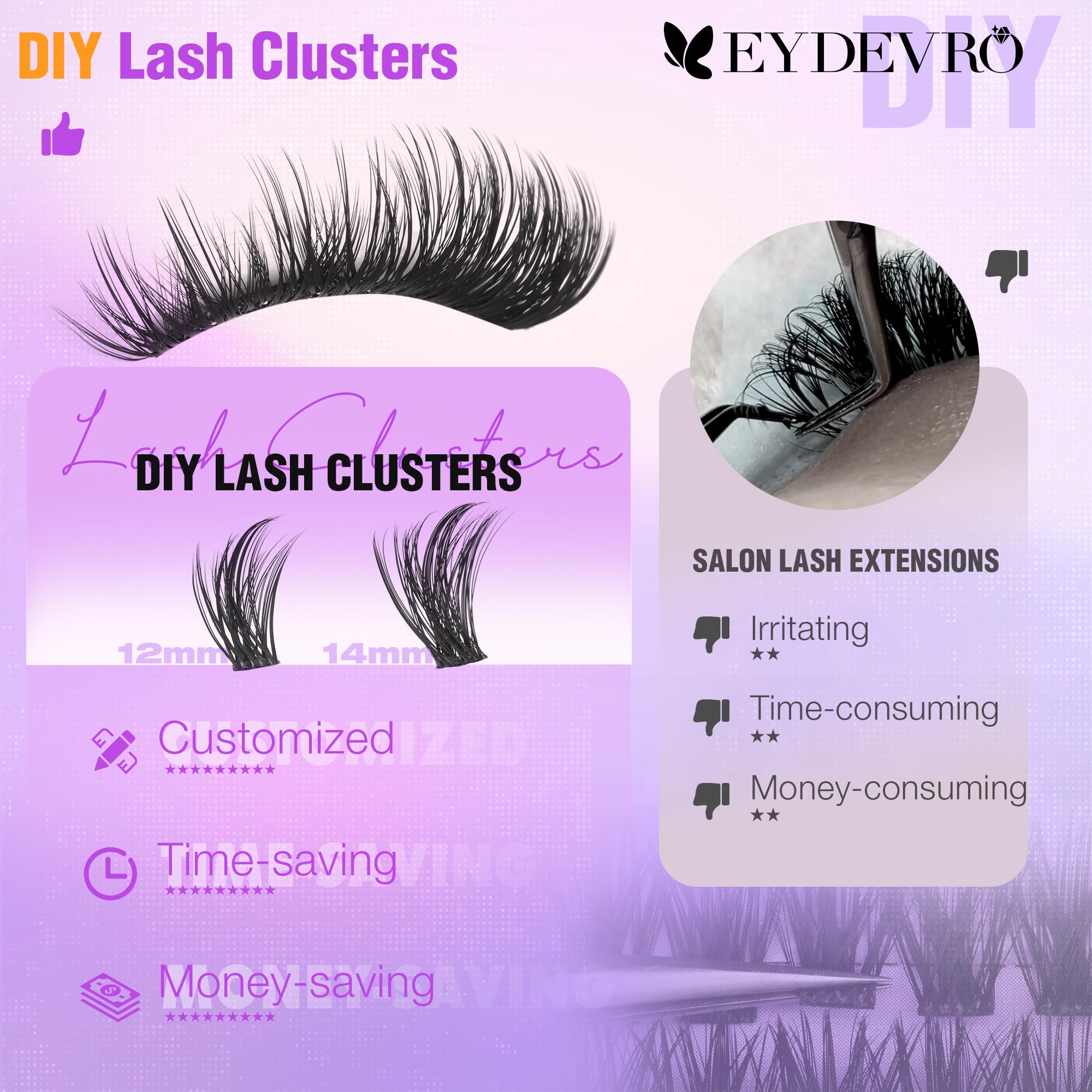 EYDEVRO salon-worthy look at home with natural wispy clusters.