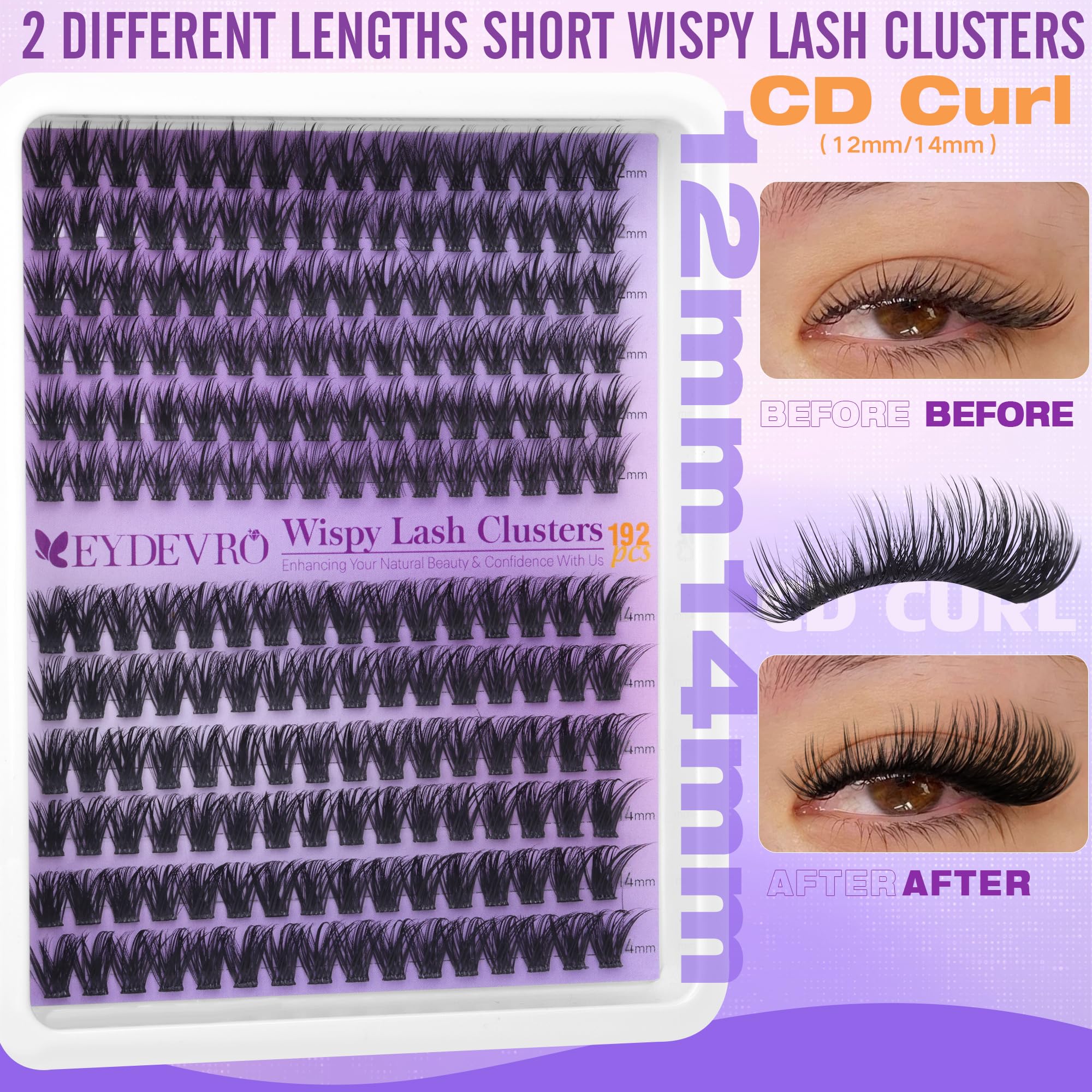 EYDEVRO short cluster lashes with soft band for easy DIY application.