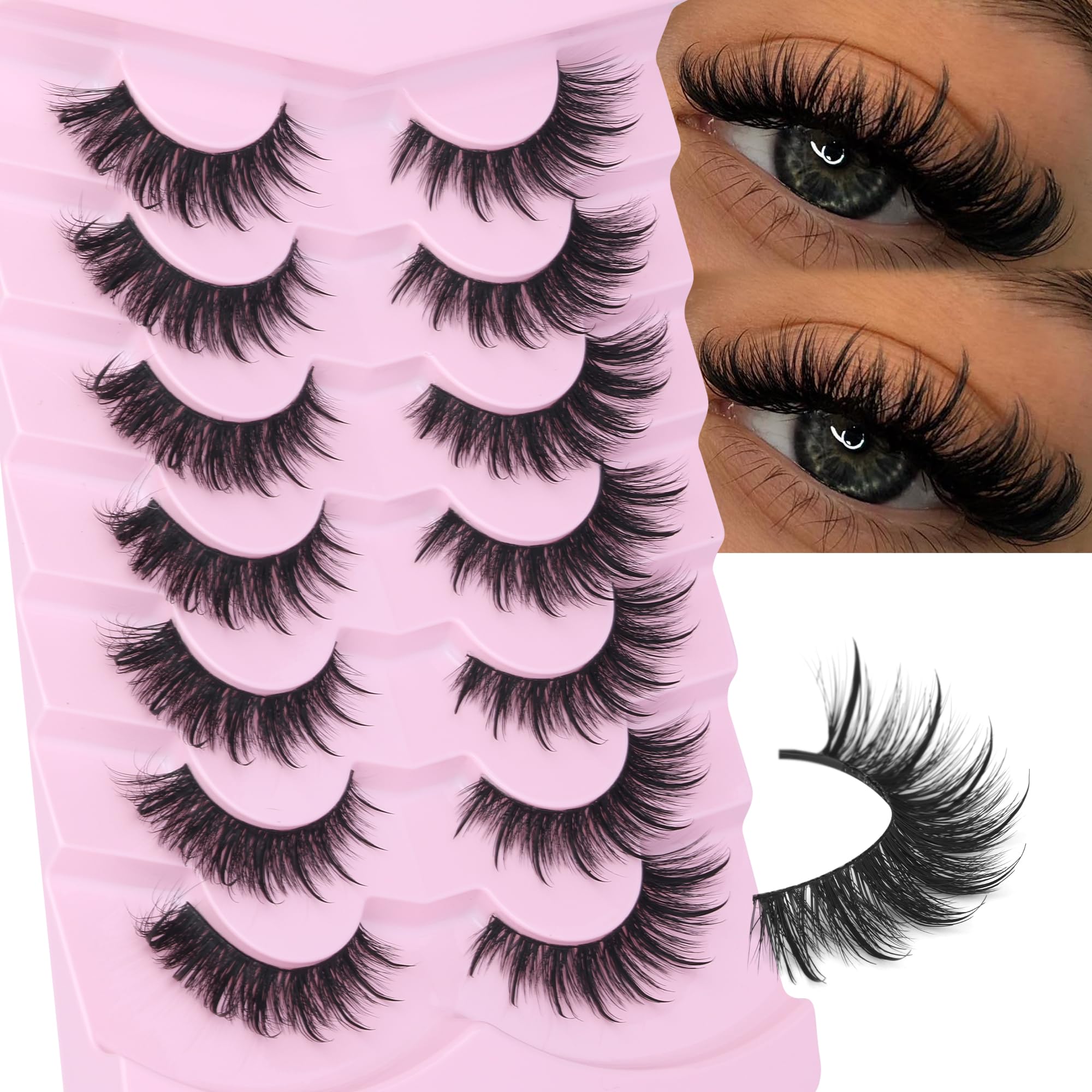 EYDEVRO wet cat eye lashes for a dramatic glossy finish.