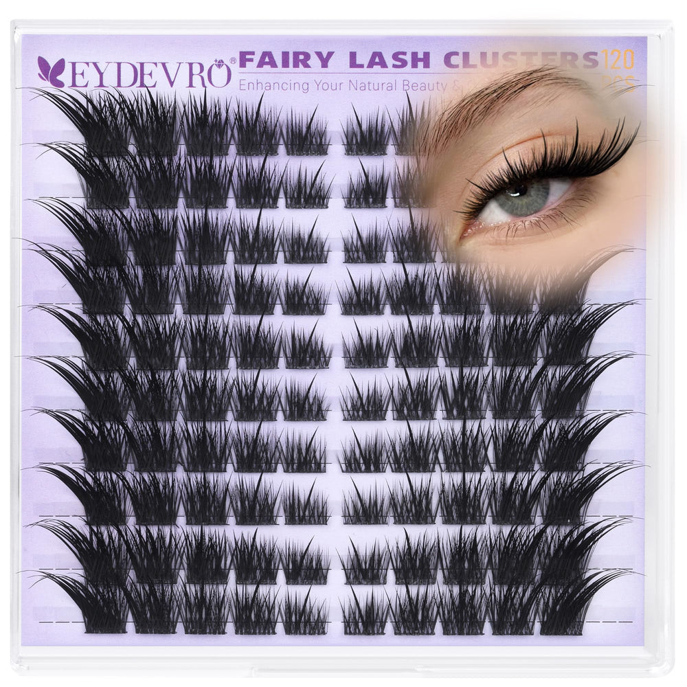EYDEVRO Wispy Lash Clusters show fox-eye outer corner lift for a magnetic gaze.