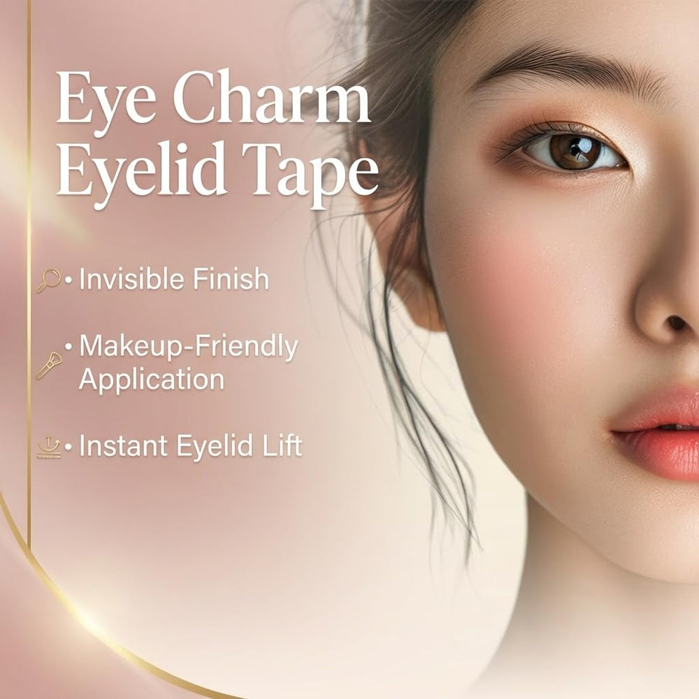 Eye Charm Transparent adhesive strips ensure clean, invisible eyelid support