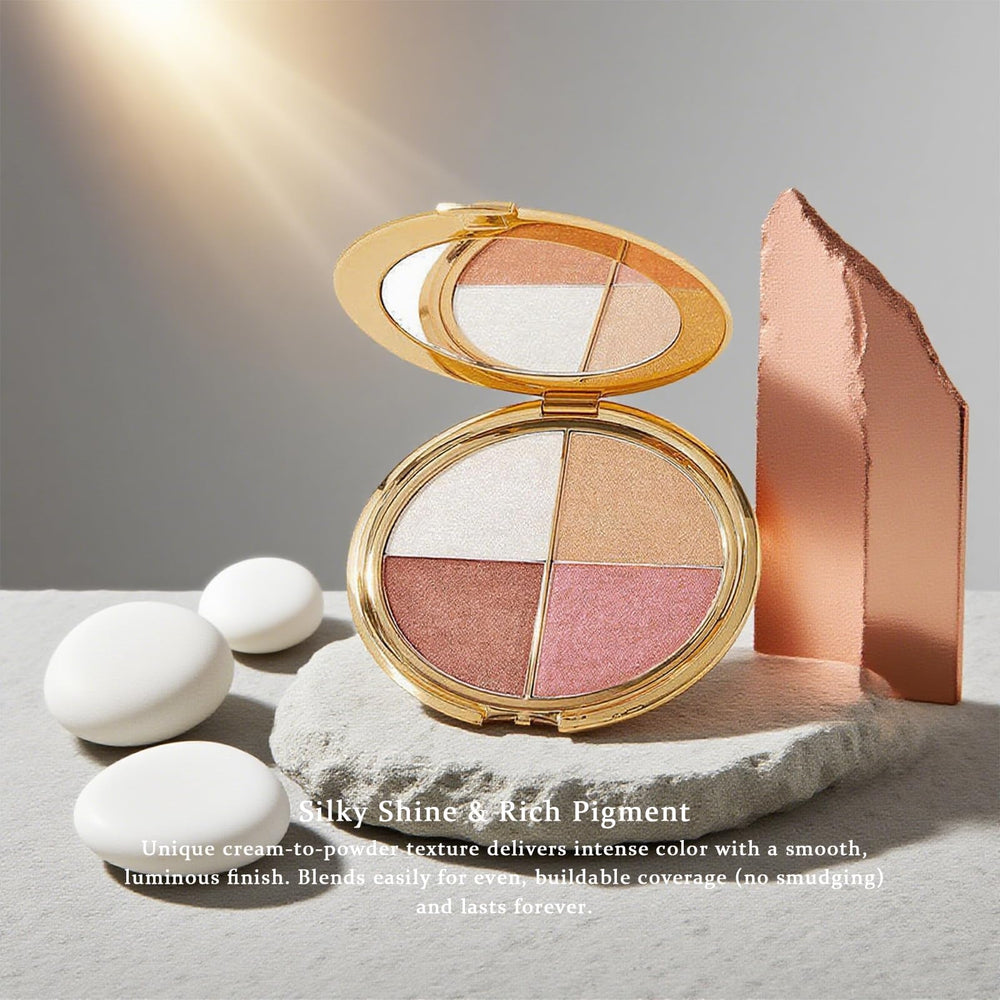 Paleta Eye & Cheek ofrece tonos mate y brillantes para contorno y resalte.