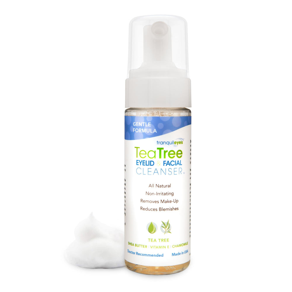 EYEECO Gentle Tea Tree Cleanser bottle for a gentle daily face and eyelid cleanse