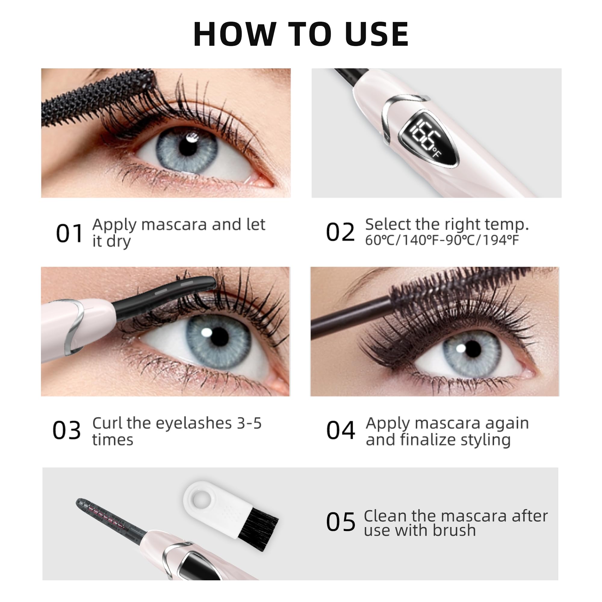 Battery LED indicator on EYECURL S600 for easy charge planning.