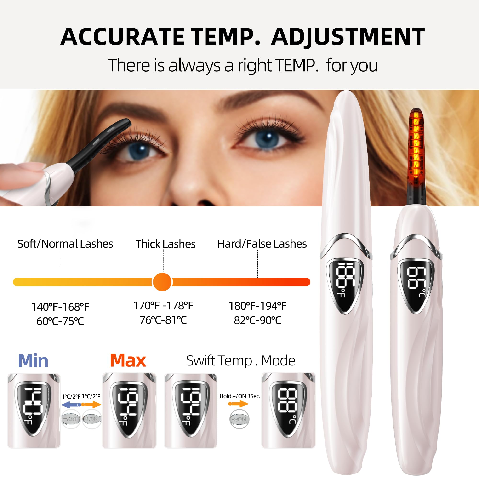 Compact, portable EYECURL S600 fits neatly in a makeup bag.