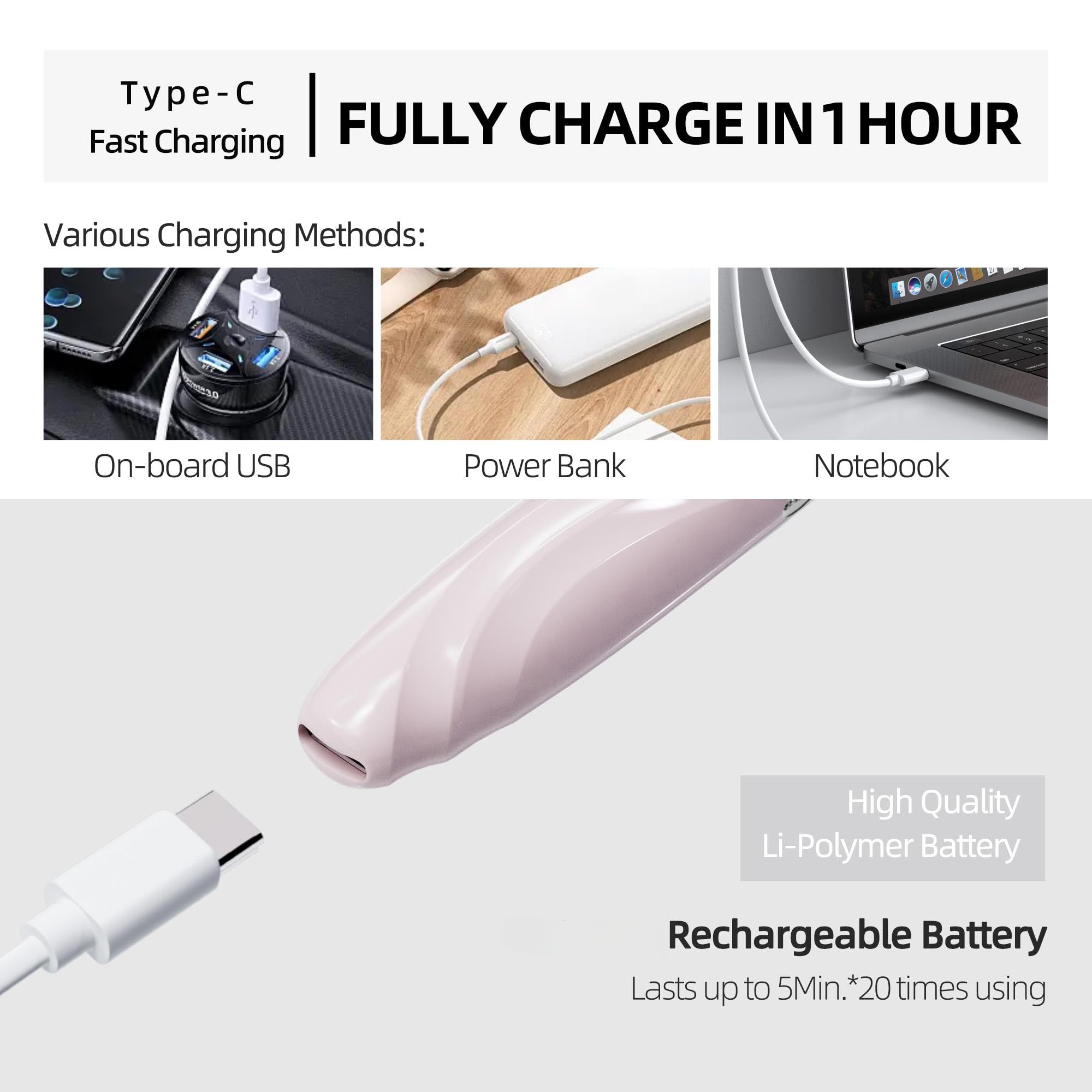EYECURL S600 Type-C charging port for fast recharge.