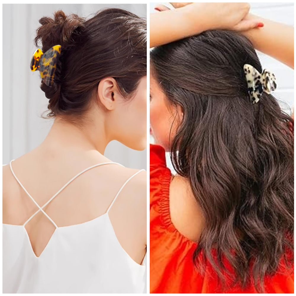 Eyegla tortoise-shell claw clip, elegant design for everyday outfits and half-up styles.