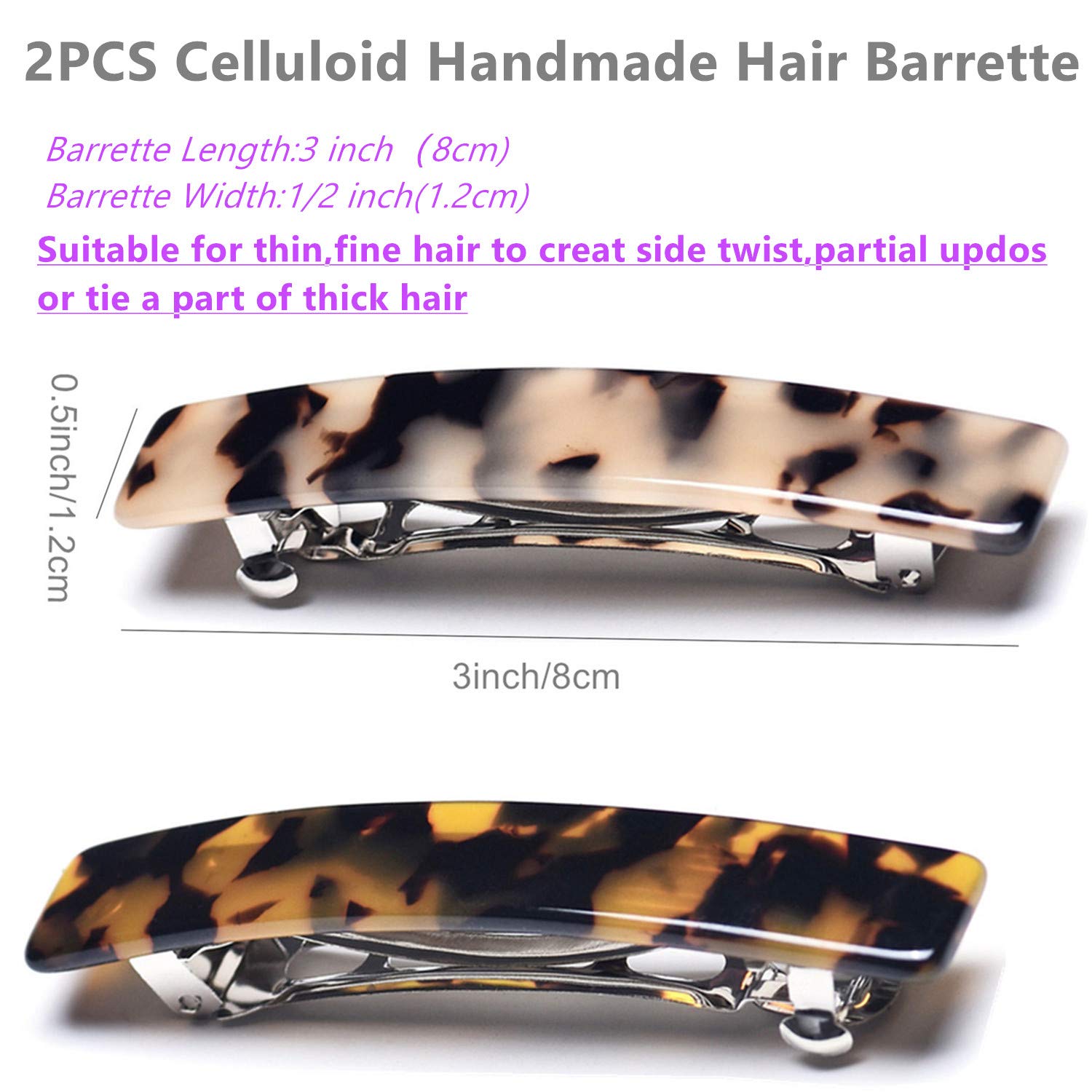 Eyegla tortoise shell rectangle barrette used in a partial updo for a polished look