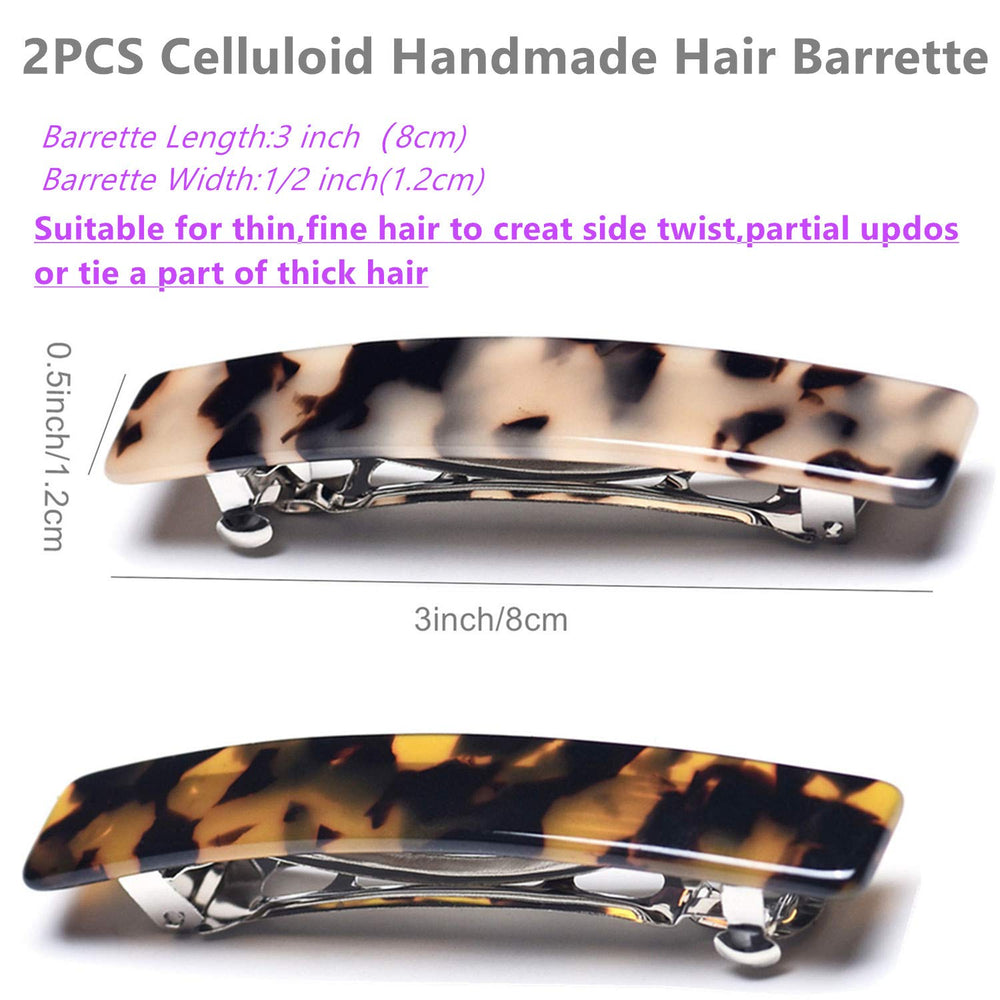 Eyegla tortoise shell rectangle barrette used in a partial updo for a polished look