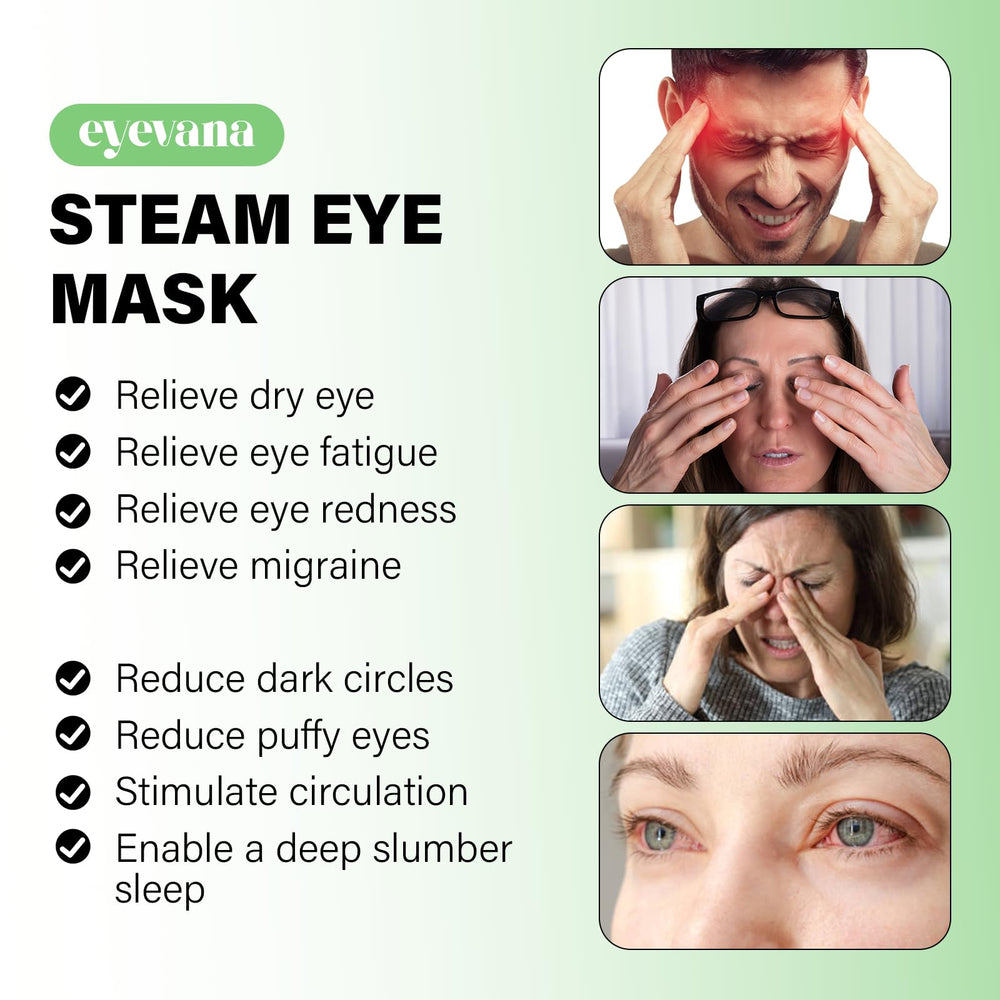 Eyevana calor prolongado ofrece confort durante descanso, estudio o viaje