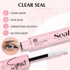 EYEVIS black bond-seal visual emphasizes bold, secure lash clusters.