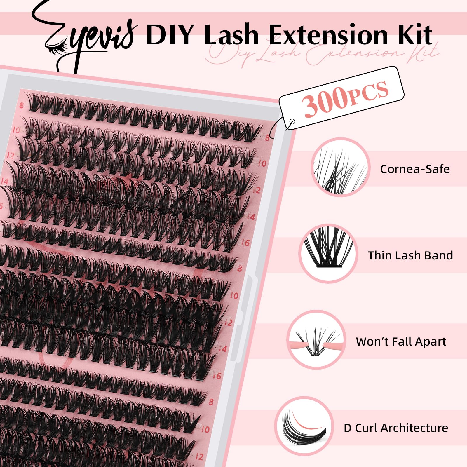 EYEVIS D Curl lashes close-up highlighting eye-opening effect.