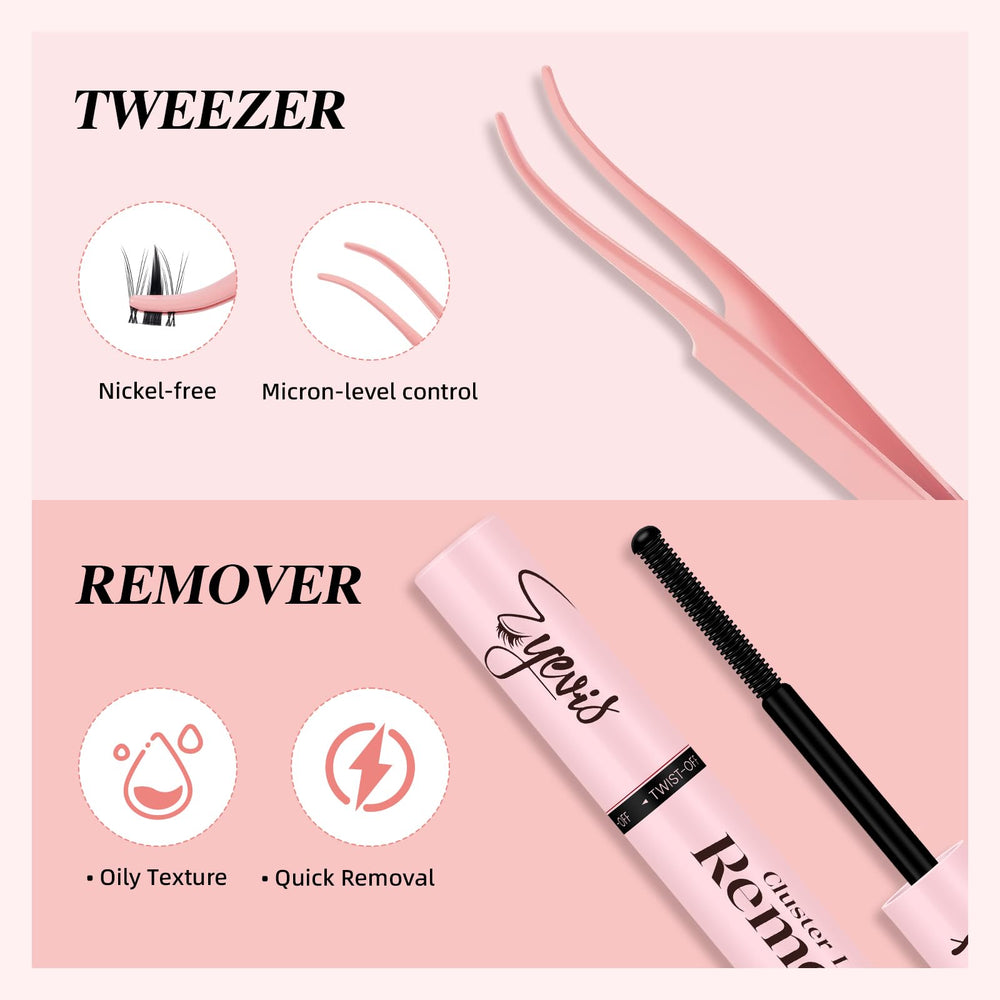 Precision EYEVIS lash applicator tool included for easy placement.