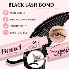 EYEVIS lash cluster glue application shows easy at-home lash extensions.