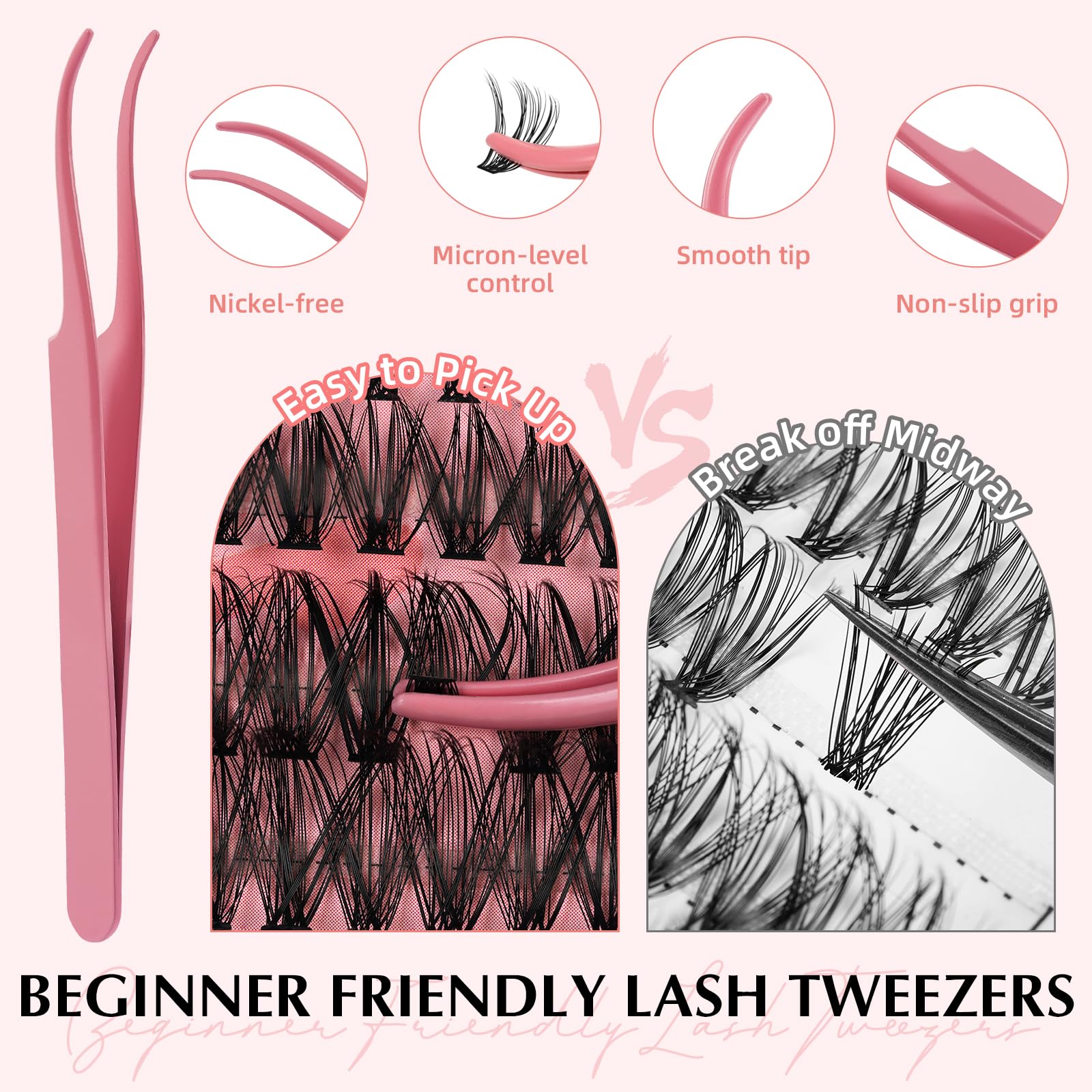 EYEVIS Lash tweezers shown for precise application and shaping.