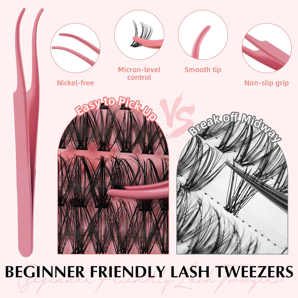 EYEVIS Lash tweezers shown for precise application and shaping.