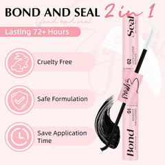 EYEVIS waterproof lash glue close-up highlights quick-adhere clusters for long-lasting wear.