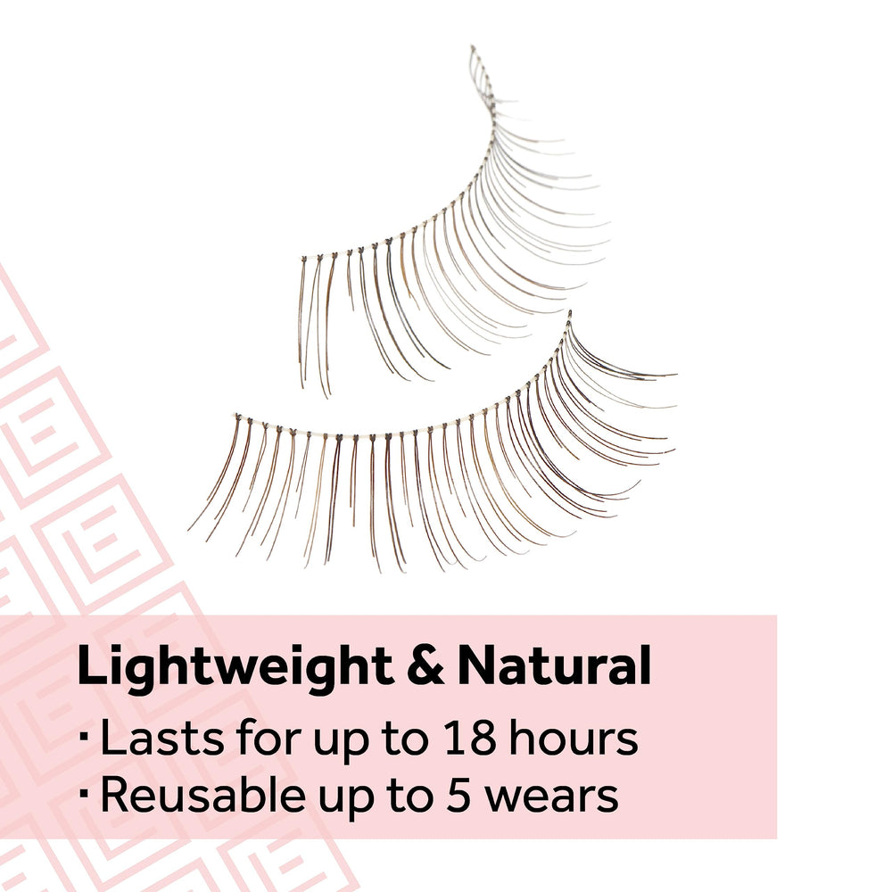 Reusable Eylure Naturals No. 020 lashes ready to wear up to five times.